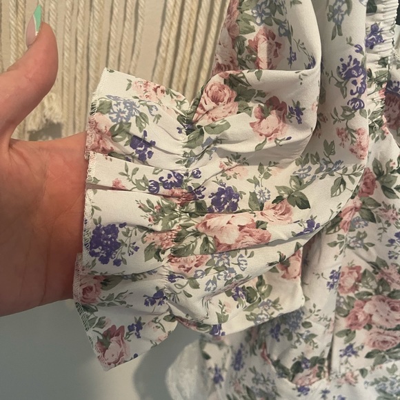 NWT Cottagecore Babydoll Peplum Floral Print Lace Crop Blouse Size 1XL PLUS - Picture 6 of 10